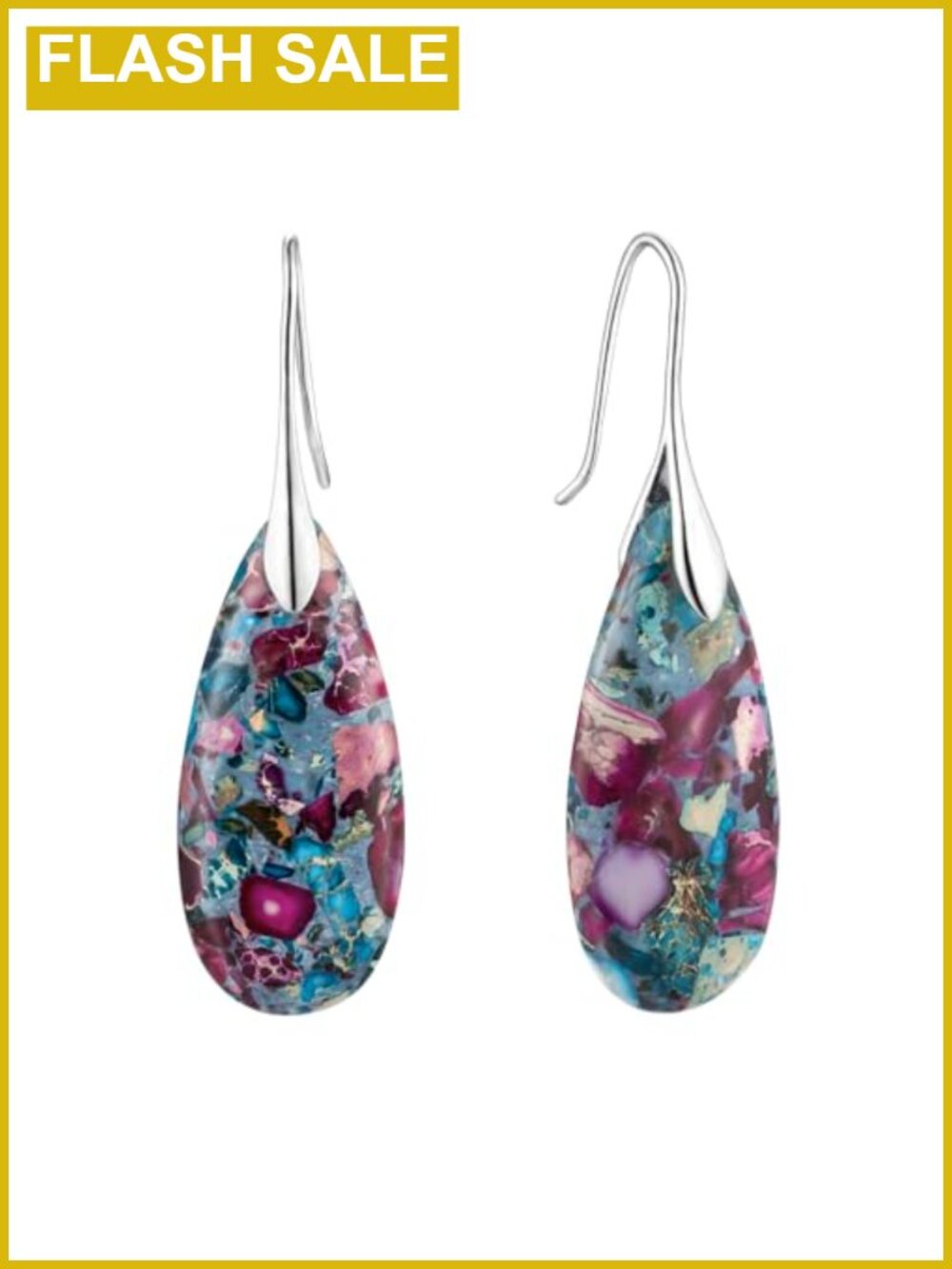 Stone Fishhook Dangle Drop Earrings Statement Jewelry for Women